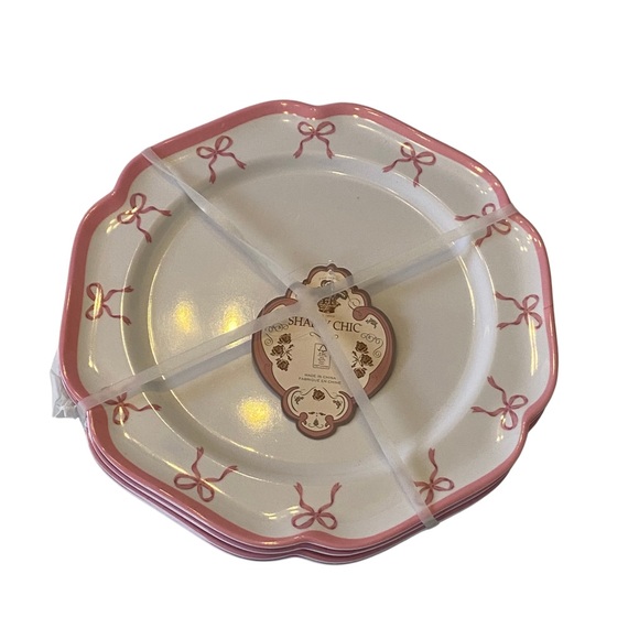 Shabby Chic Pink Bow Coquette Melamine Plates - Picture 4 of 4